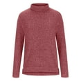 thumbnail image 2 of Lovskoo Sweaters for Women Casual Solid Pullover Round-Neck Turtleneck Long Sleeve Blouse Loose Blouse Tops Red, 2 of 5