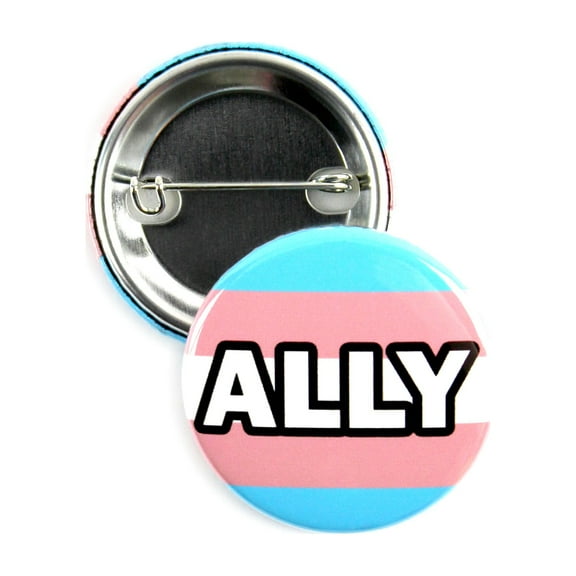 25 Pack - Transgender Ally LGBTQ Pride Flag Pinback Button Badges - 1.5 Inch Round