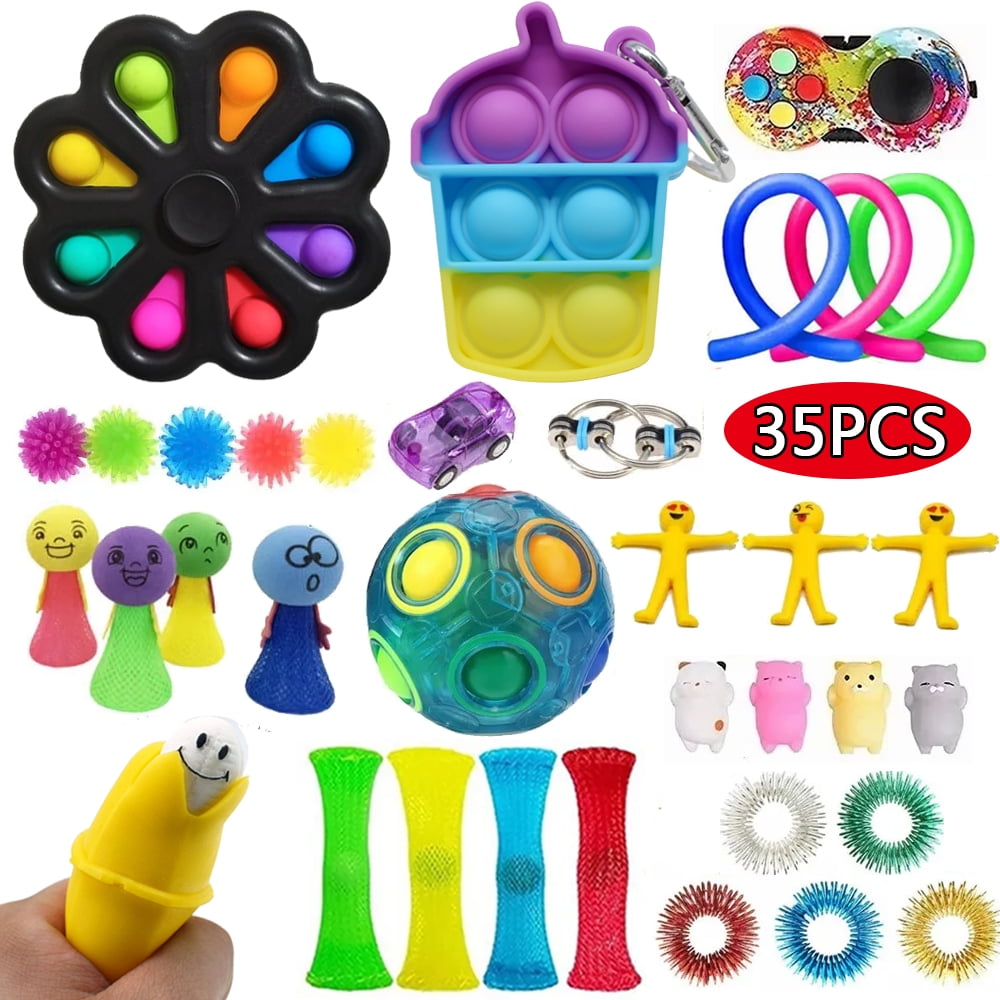 Adults Silicone Decompression Toys Set Portable Cheap Sensory Fidget Pack Early Learning Stress Relief Squeeze Toy Hand Toys Puzzle Toy Birthday Party Supplies for Kids 