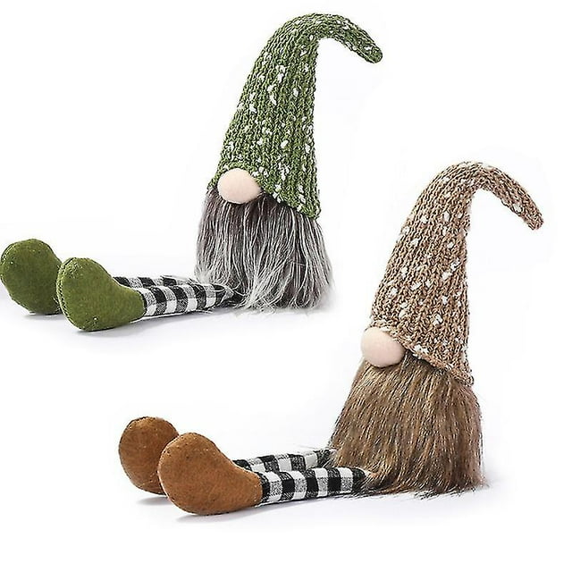 2 uds/3 uds. De gnomos de felpa tejidos a cuadros de lana con piernas largas, decoración navideña para el hogar, regalo de Navidad para niños