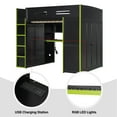 thumbnail image 3 of Aukfa Full Size Gaming Loft Bed, Esports Bed Frame with Desk, Wardrobe, RGB LED Lights & Charging Station, Shelves, Green, 3 of 8