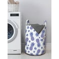 thumbnail image 3 of Tropical Laundry Bag, Pineapples on a Hibiscus and Dots Background Flourishing Hawaiian Summer, Basket with Handles Drawstring Closure for Laundromats, 13" x 19", Lavender and Purple, by Ambesonne, 3 of 4