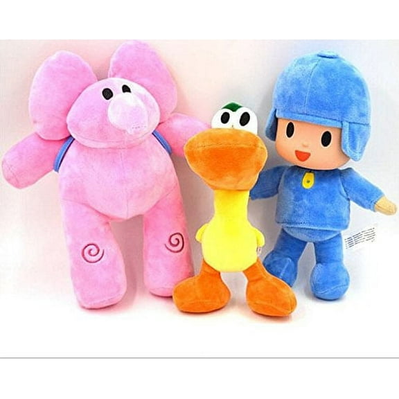 Catchvogue 3pcs Plush 11" Pocoyo,Pato,Elly Cartoon Stuffed Plush Toys O
