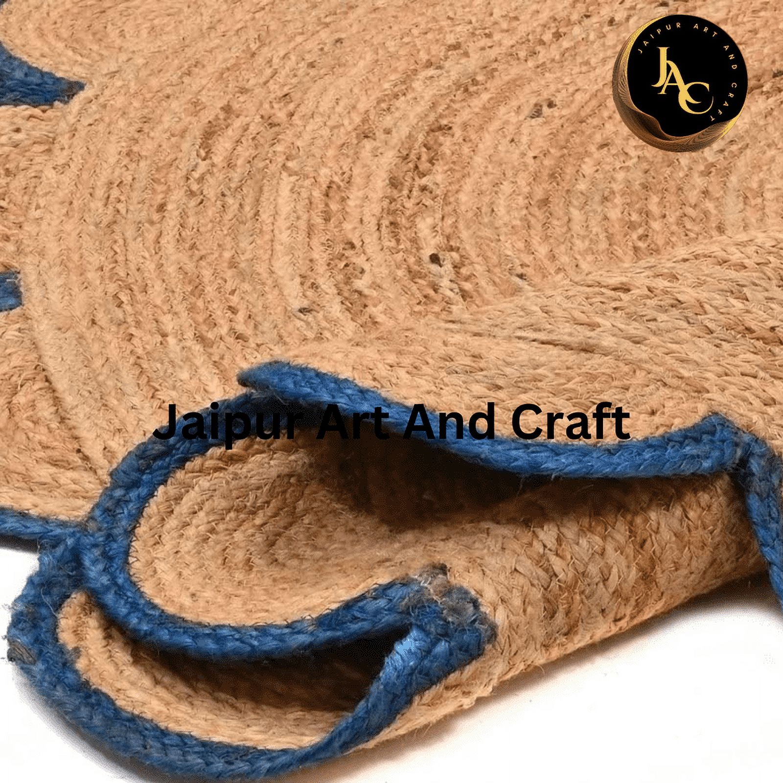 Jaipur Art And Craft Round Brown Jute Area Rug Indian Natural Handmade Home Décor Bohemian Design (4x4 Sq Ft)
