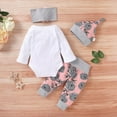 thumbnail image 4 of 4Pcs Infant Girl Outfits Baby Bodysuit Tops Floral Leggings Pants Set Flower Headbands Newborn Clothes, 4 of 8