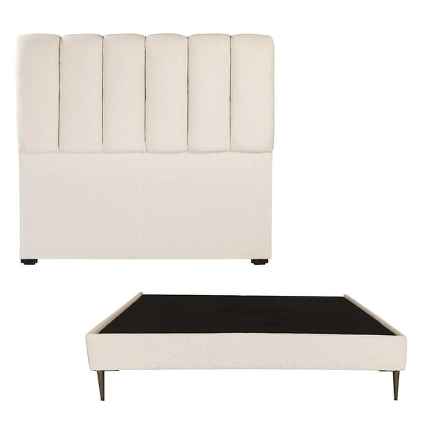 Recámara Matrimonial Kami Crema con Cabecera + Base Cama Slim