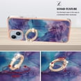 thumbnail image 6 of ELEHOLD Plating Rugged Case For iPhone 15 Slim Marble Pattern Heavy Duty Shockproof Stand Cover, with Shiny Rotating Ring Stand, Green, 6 of 7