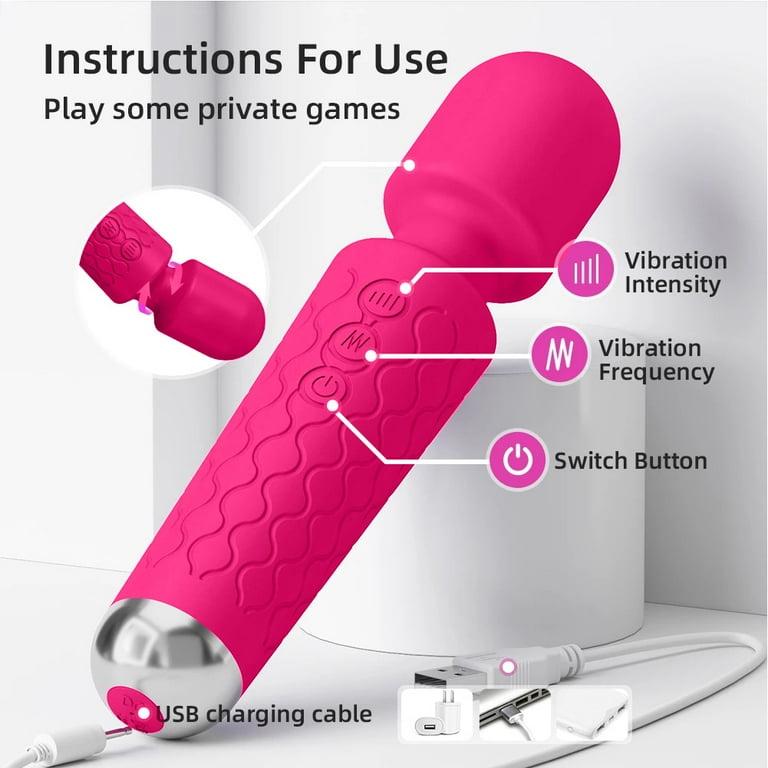 Vibrator Wand with Rechargeable Battery,Vibrator for Her Sex Toys Personal  Wand Massager | 20 Patterns & 8 Speeds of Pleasure | Quiet & Small Female