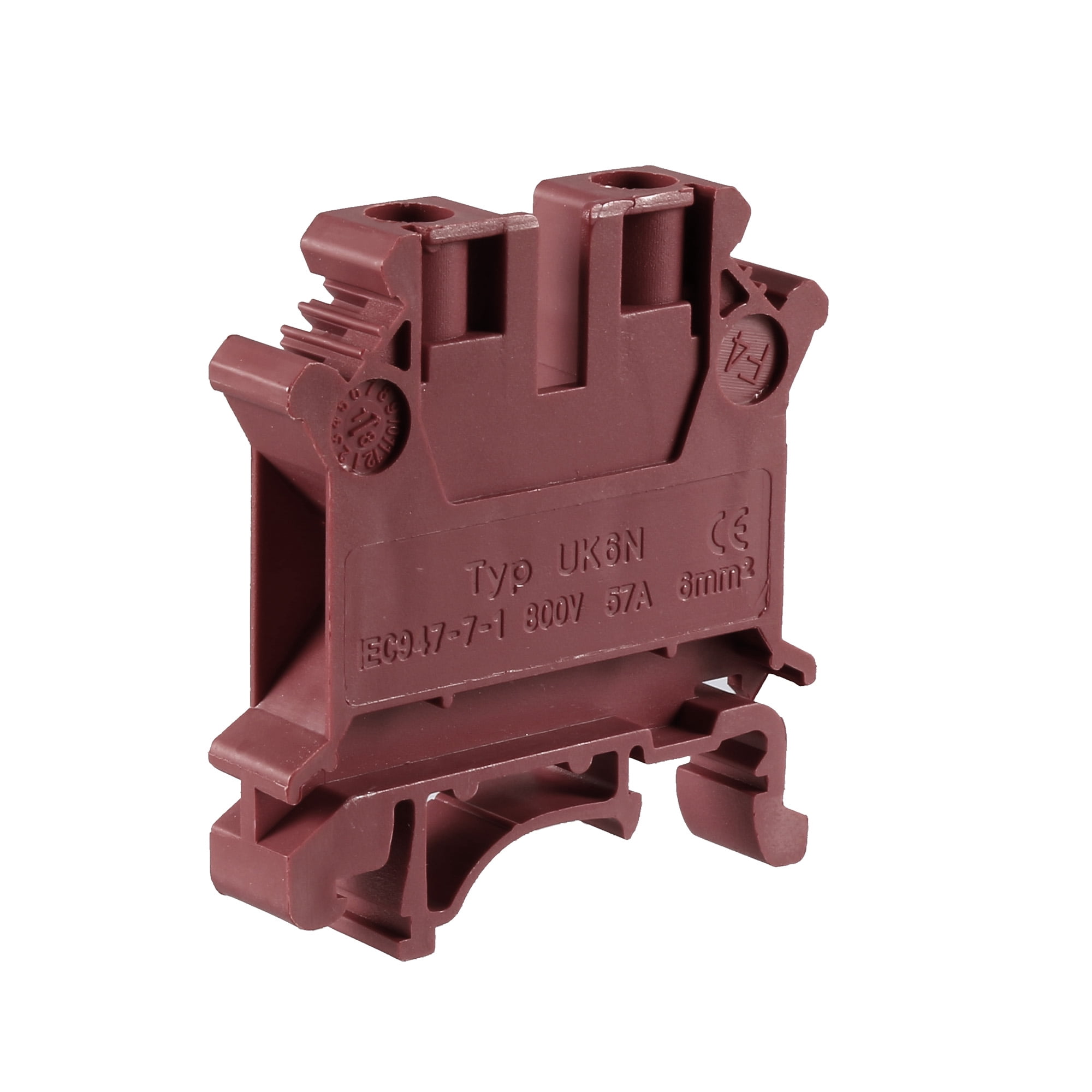Bornier De Rail DIN UK6N - Lot De 5 Pièces - 800V 57A - Section 6mm² - Vis/agrafe - Rouge - Marque Uxcell