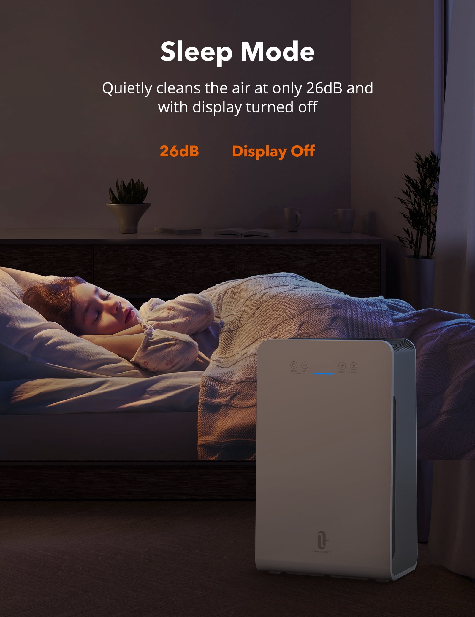 TaoTronics Air Purifier with Air Quality Monitor, True H13 HEPA, Auto Purification Mode, Filter Pet Dander Dust Pollen Mold Spore, TT-AP007