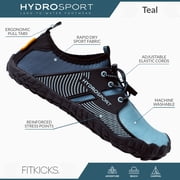 FITKICKS HydroSport Land-to-Water Footwear Barefoot Shoes, Teal (Unisex)