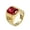 Yellow Red, variant on Men's Stainless Steel Vintage Pattern Square Gemstone Ring Polished Gold Side Red Stone Size 10