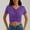 B_ Purple, variant on Stylish Olyvenn Womens Casual Short Sleeve Crop Tops Slim Ruched V Neck Solid Color Pullover Summer Trendy Going Out Shirt Top Black S