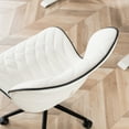 thumbnail image 5 of Kidol & Shellder PU Leather Desk Chair, Adjustable Swivel Office Chair, Upholstered Modern Task Chair with Wheels, Ergonomic Swivel Chair, High Back Chair, White, 5 of 7