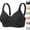 24# Black, variant on Women's Floral Lace Underwire Support Bra, Leaf Pattern Full Coverage Adjustable Wide Strap Everyday Push Up Bra Silver 42