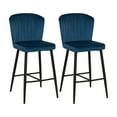 thumbnail image 1 of CorLiving Jasper Set of 2 Modern Upholstered Indoor Counter Height Bar Stools with Channel Tufted High Backs and Metal Legs, 1 of 9