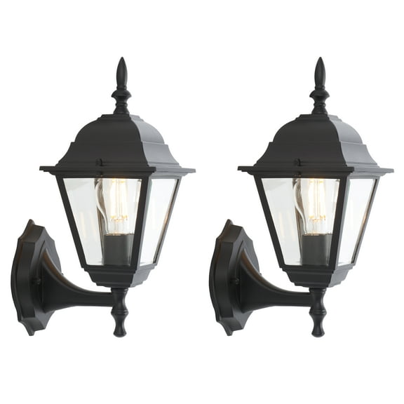 SAFAVIEH Rhion 2-Light A19 Black Steel Wall Sconce with Black Shade, Set of 2