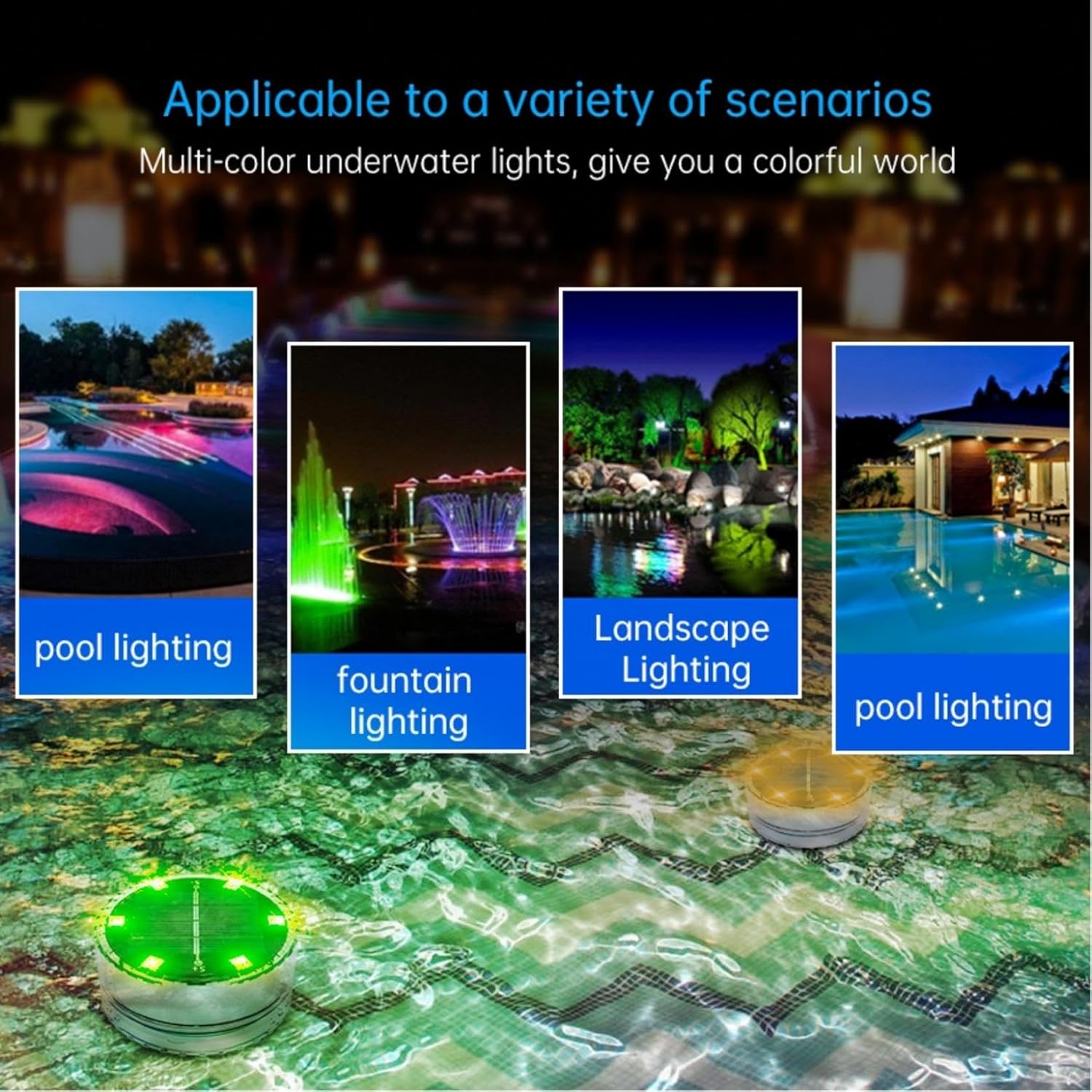 Solar Submersible LED Lights,Pool Lights,Small Underwater Lights with Suction Cups and Magnets,IP68 Water Proof Floating Pool Lights Decoration for Bathtub,Pond,Party