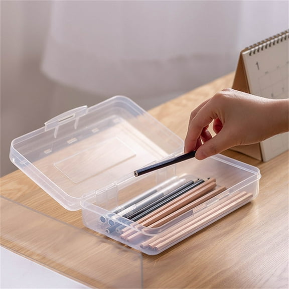 UNLLLL Extra Large Capacity Plastic Pencil Box, Stackable Translucent Pencil Box, Stylish Office Supplies Storage Box, Box with Snap-tight Lid, for Gel Pens Erasers Tape Mark Pens