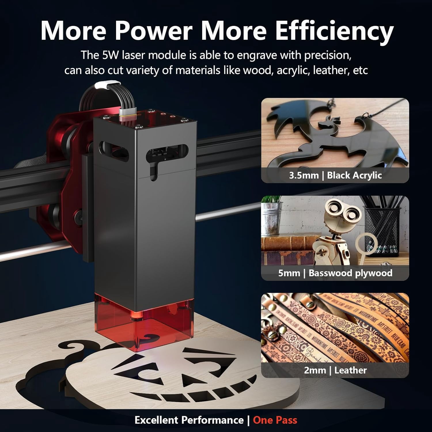 Algo DIY KIT 5W Engraver, Super Easy Cutting Engraving Machine for DIY Acrylic, Wood and Metal, 12000mm/min Engraving Speed Support WiFi and Emergency Stop