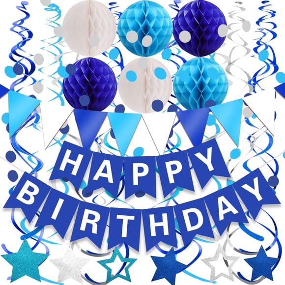 Decoraciones para fiestas de cumpleaños FECEDY, azul marino, feliz cumpleaños
