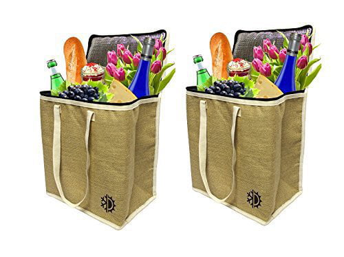 2 Earthwise Reusable Insulated Grocery Bags Heavy Duty Nylon Thermal Cooler 