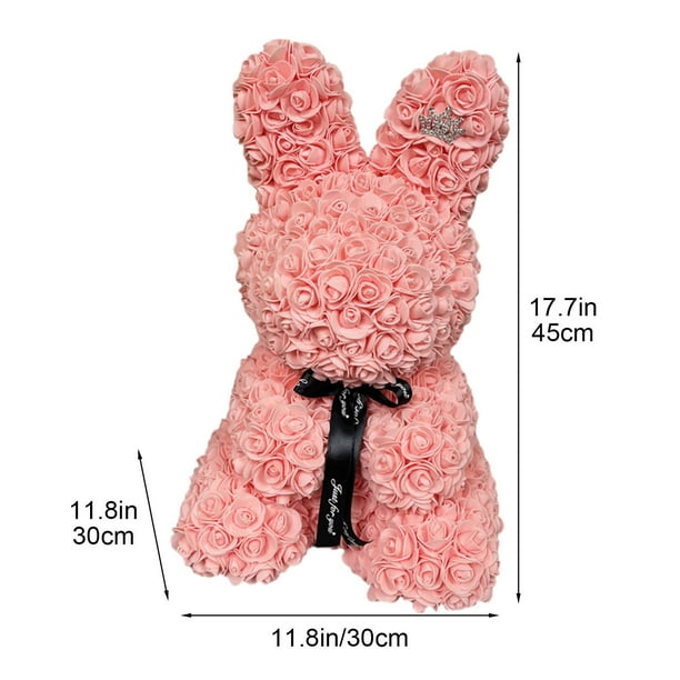 Uuowzo Valentine's Day Simulation Rose Bunny Cuddle Bunny Birthday Gift Foam Bunny Valentine's Day Gift Self-love Gifts, C