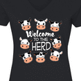 thumbnail image 4 of Inktastic Welcome to the Herd with Cute Black and White Holstein Cows Women's V-Neck T-Shirt, 4 of 5