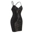 thumbnail image 5 of IDOPIP Women's Sparkly Sequins Bodycon Mini Dress Spaghetti Straps Floral Glitter Party Dress, 5 of 7