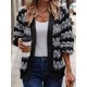 thumbnail image 5 of Suéter de Invierno de Punto Holgado con Rayas y Mangas Farol para Mujer, Moda de Otoño Gris Negro M, 5 of 10
