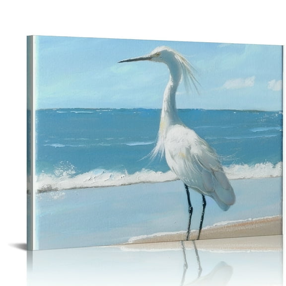 YILUYINQING Bird Beach Ocean Canvas Print Wall Art Decorations for Home Ready To Hang Room Decor 16x12in