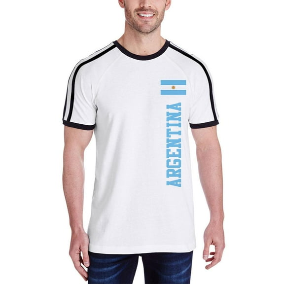 World Cup Argentina Mens Soccer Jersey T-Shirt White-Black X-LG