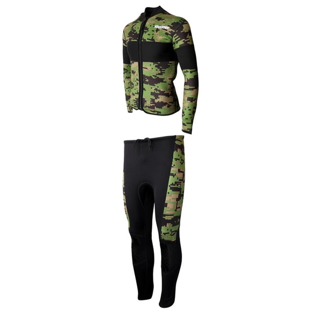 De Neopreno Cálido De Neopreno De 2.5 Mm De Buceo De Buceo Top Top Snorkeling Surf Chaqueta Con Cremallera Frontal Con Pantalones P XXL Cola Traje de chaqueta superior