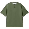 thumbnail image 2 of Mens Waffle Knit Short Sleeve Henley, Lightweight Athletic Fit Tee, Breathable Casual Wear for Summer & Gym, 3XL, 2 of 5