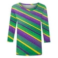 thumbnail image 4 of Gamivast Womens Mardi Gras Sweatshirts Striped 3/4 Sleeve Funny Graphic Pullover Fitted Crewneck Tunic Casual Tops Holiday Carnival Party Outfits 2026, 4 of 6