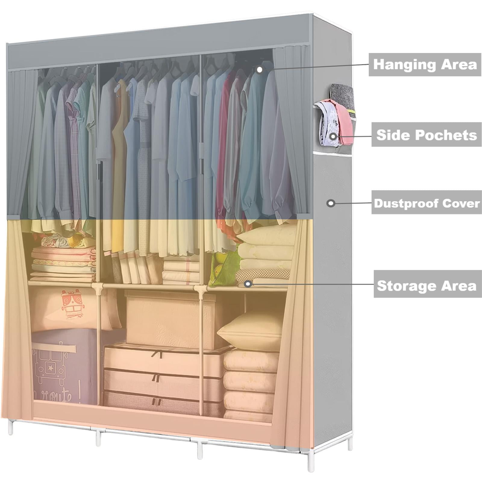 Free Shipping! Susuzi Portable Wardrobe Closet Grey 67H x 50L x