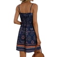 thumbnail image 6 of QIUOMBBP Boho Mini Dresses for Women Spaghetti Strap Sleeveless A Line Sundress Loose Casual Summer Beach Vacation Dress Blue M, 6 of 10