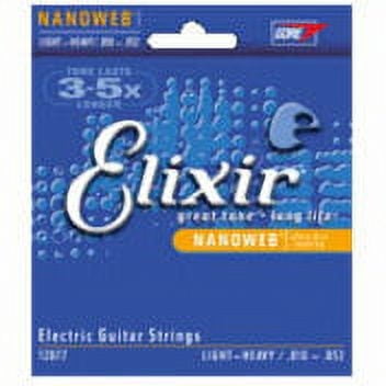 Elixir 12077 Light-Heavy Electric Guitar Nickel Plated Steel Strings with Nanoweb Coating .010-.052