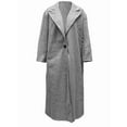 thumbnail image 3 of Womens Fashion Notched Lapel Single Breasted Open Front Maxi Long Trench Coat Overcoat with Pockets Gray M, 3 of 9