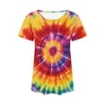 thumbnail image 4 of jtjvou Women's Business Work Blouse Tie Dye Tuinc Going out Tops for Teen Summer Casual Loose Crewneck Tees Trendy Fashion Short Sleeve Shirts Multicolor,L, 4 of 6
