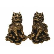 Two Separate Feng Shui Golden Chi Lin Statues