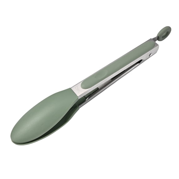 Cook with Color 12-Inch Heat-Resistant Silicone Kitchen Tongs with Stainless Steel Handle, Sage