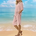 thumbnail image 5 of Two Piece Sets for Women Summer Casual Linen Button V-Neck Short Sleeve Shirts Soft Comfy Elastic Waist Bermuda Shorts Vacation Travel Outfit Sets Matching Clothing, 5 of 9
