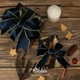 thumbnail image 2 of Navy Velvet Wired Ribbon 2.5 Inch Metallic Navy Blue Gold Crushed Velvet Christmas Ribbon for Gift Wrapping Christmas Tree Decoration Crafts Wreaths Supplies-Continuous 10 Yards, 2 of 4