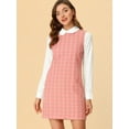 thumbnail image 3 of DARING DIVA Plaid Peter Pan Collar Long Sleeve Check Shift Dress L Pink, 3 of 6