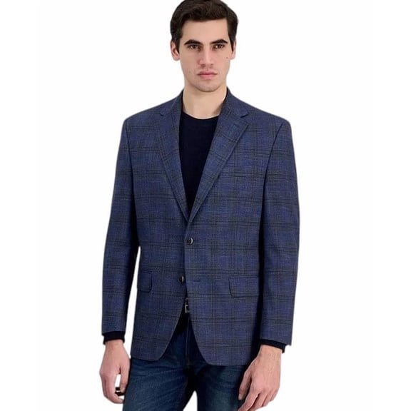 Michael Kors Mens Classic fit Sport Coat Blazer 54 R Blue Brown Plaid