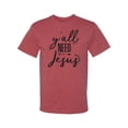 thumbnail image 2 of Christian Faith Y'all Need Jesus Inspirational/Christian Men's Graphic T-Shirt, Vintage Heather Red, 2XL, 2 of 3