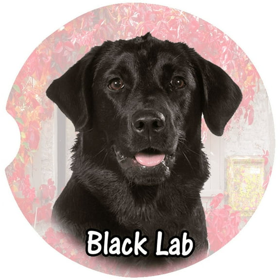 Black Lab Car Coaster, Absorbent Stoneware Car Cup Holder Coaster, Set of 2