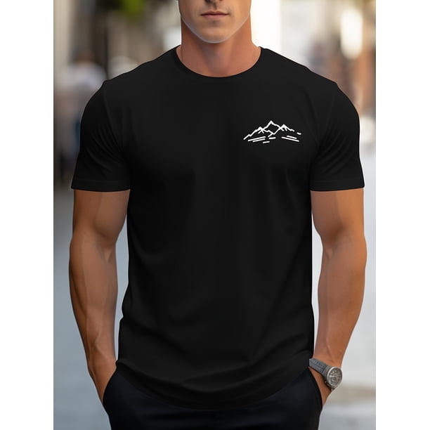 Mountain Print Men's Round Neck Short Sleeve Tee Fashion Regular Fit T-Shirt Top For Spring Summer Holiday