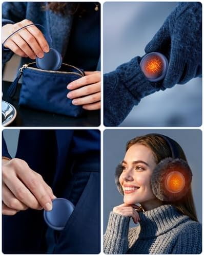 Pocket Size Hand Warmers Rechargeable 2 Pack,20Hrs Long Safe Heat,0.5S Instant Heating,Ultra Thin Electric Hand Warmers,5 Levels Heating Fits in Gloves, Hunting Camping Hiking Essentials